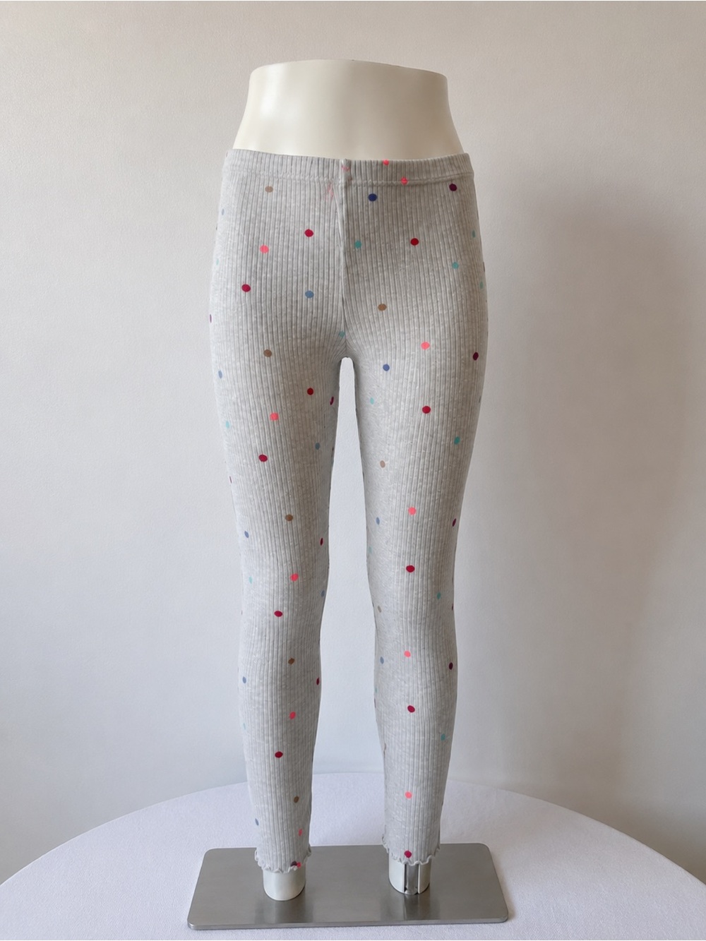Cat & Jack Girls Gray Confetti Ribbed Leggings Size 8 Cute Stretch Pants